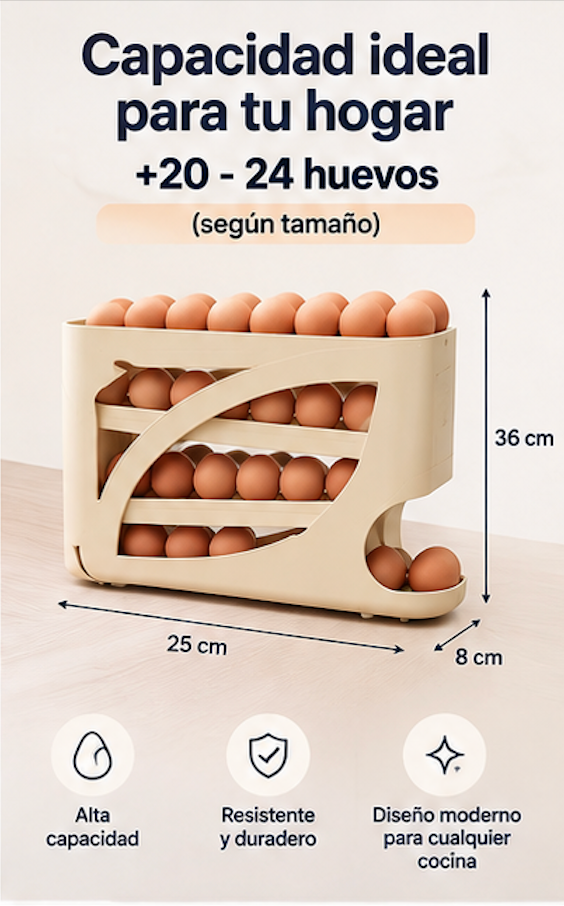 Organizador de Huevos Deslizante (4 Niveles)