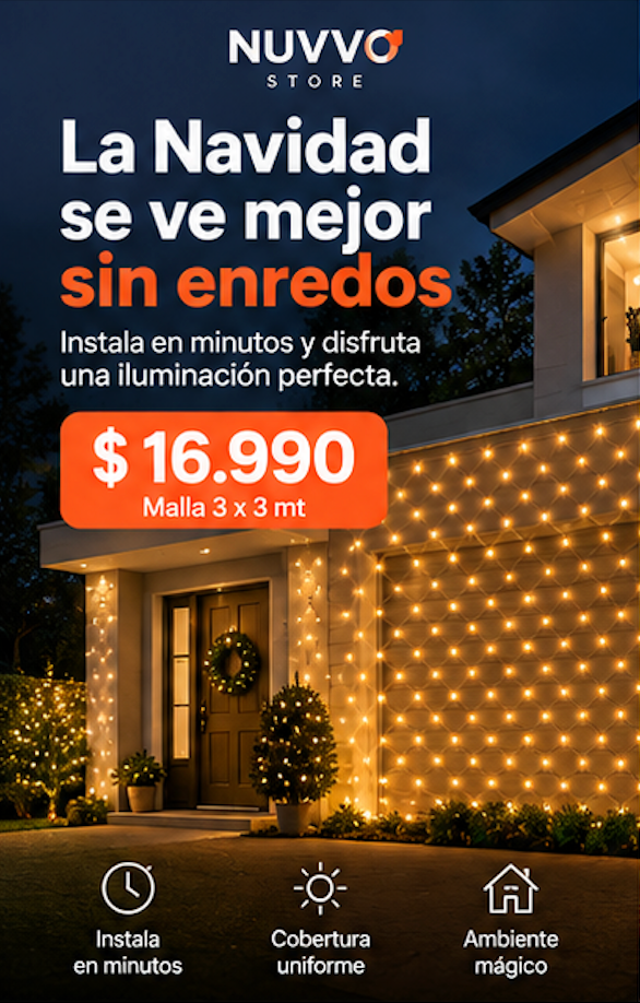 Malla Cortina Luces LED 3x3m para Terraza y Exterior (Cálida)