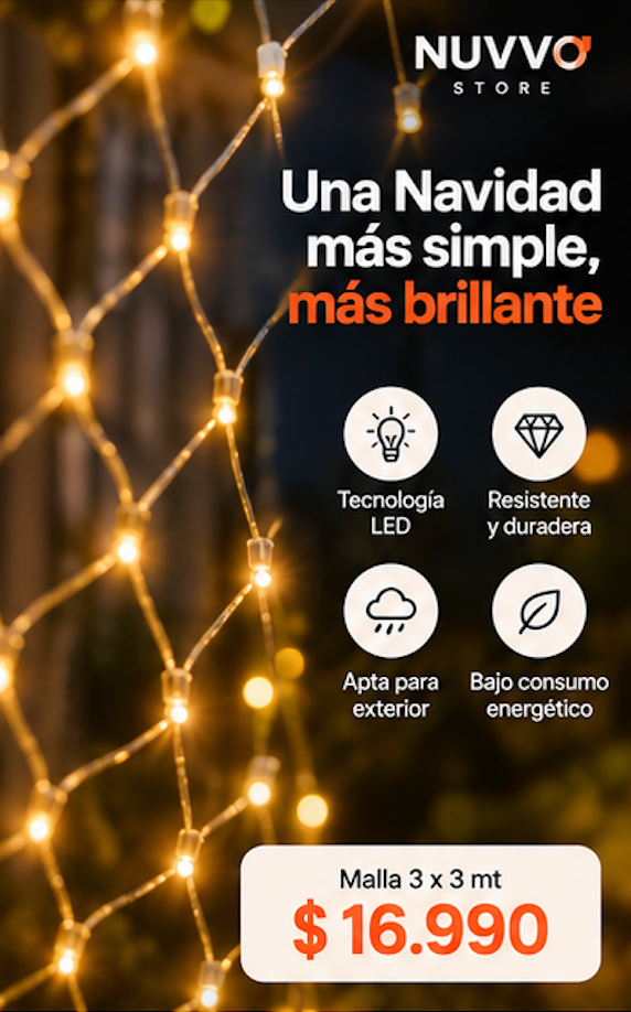 Malla Cortina Luces LED 3x3m para Terraza y Exterior (Cálida)