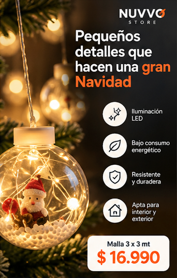 Cortina Cascada Navideña LED con Esferas de Luz